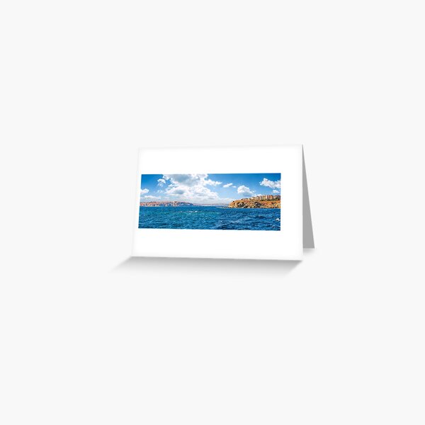 town on a cliff above the seashore Greeting Card