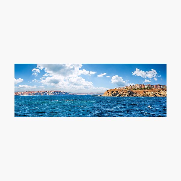 town on a cliff above the seashore Photographic Print