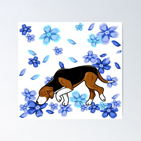 Item preview, Finnish Hound Flowers Blue designed and sold by waldogs.
