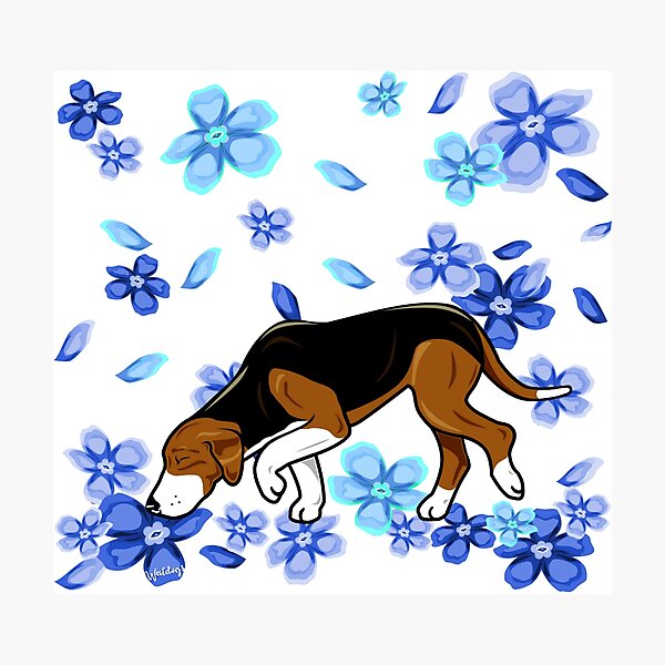 Item preview, Finnish Hound Flowers Blue designed and sold by waldogs.