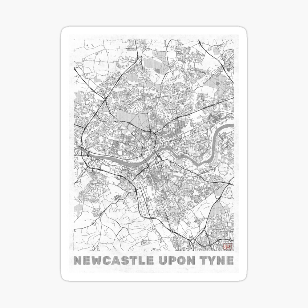 Newcastle Upon Tyne Map Line Photographic Print By Hubertroguski Redbubble