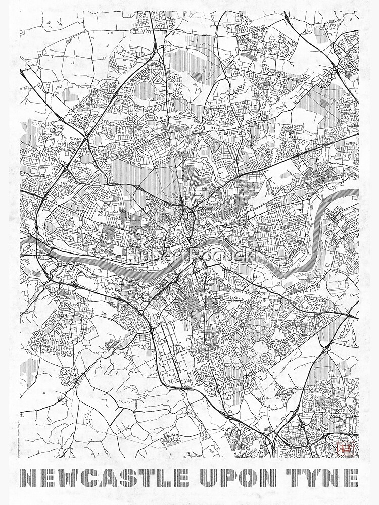 Newcastle upon Tyne Map Line by HubertRoguski