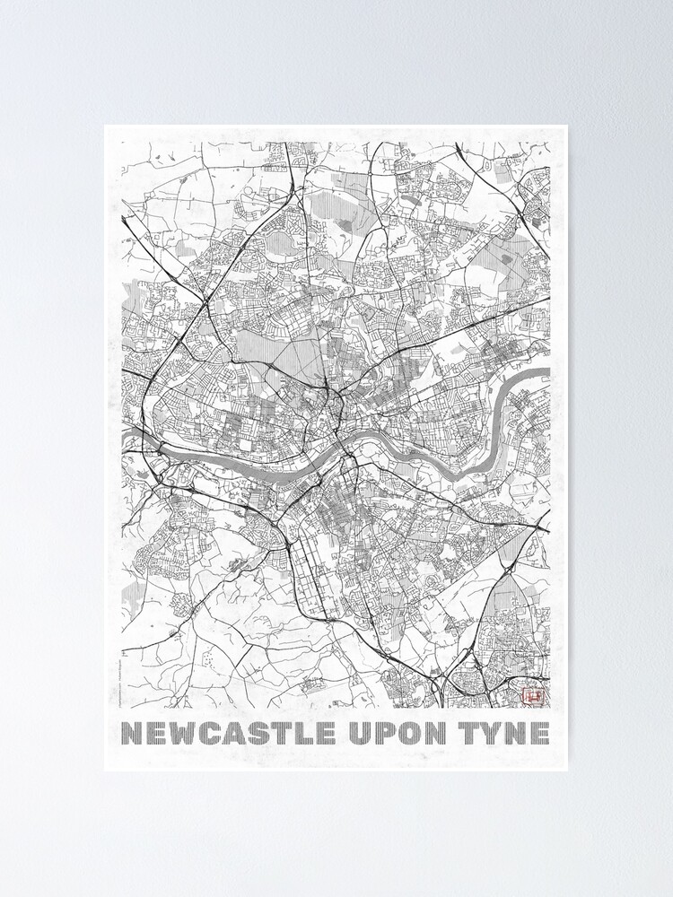 Alternate view of Newcastle upon Tyne Map Line Poster