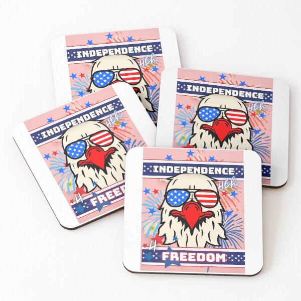 Item preview, Pretty Pink Patriotic Sky Blue Cute July 4Th American Eagle with Cool Shades-Independence Day-Freedom Fireworks Stars and Stripes USA  designed and sold by ChristabellaWwMS.