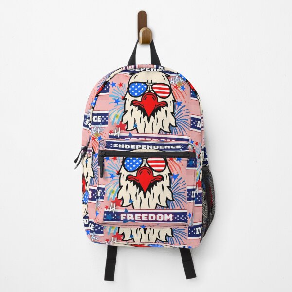 Item preview, Pretty Pink Patriotic Sky Blue Cute July 4Th American Eagle with Cool Shades-Independence Day-Freedom Fireworks Stars and Stripes USA designed and sold by ChristabellaWwMS.