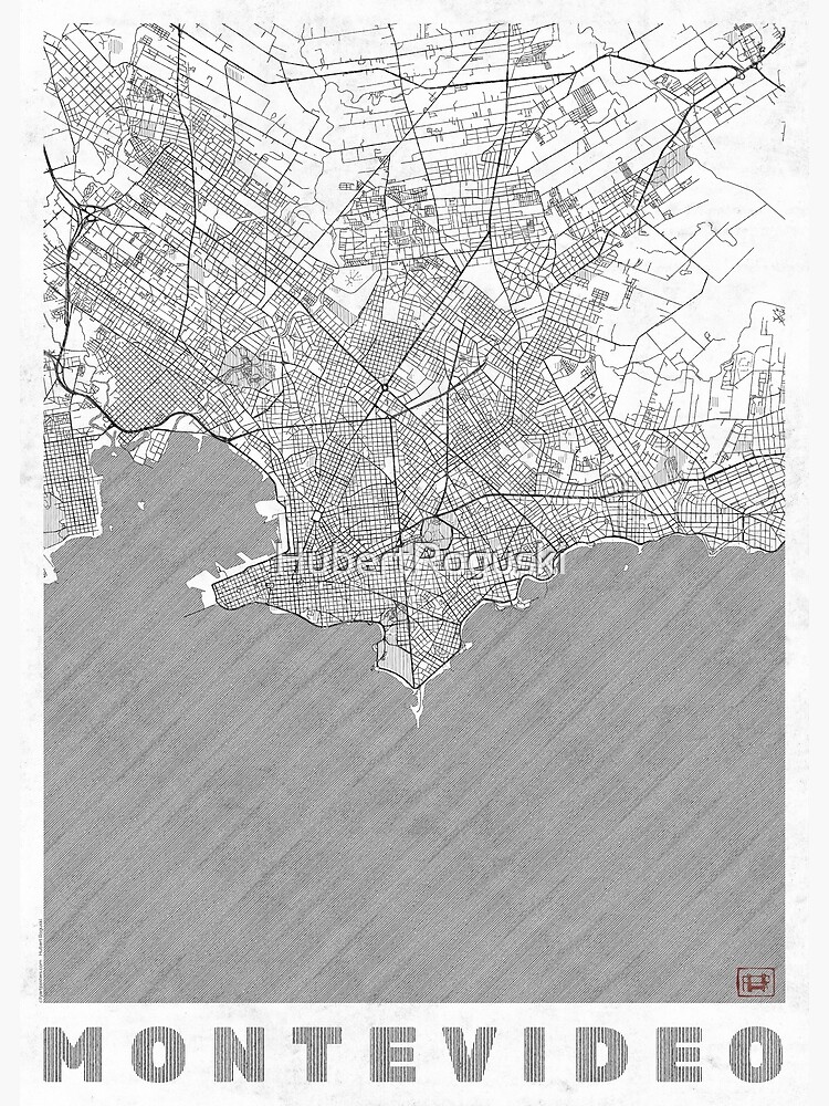 Montevideo Map Line by HubertRoguski