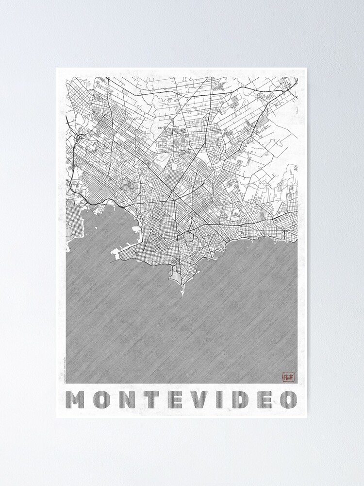 Alternate view of Montevideo Map Line Poster