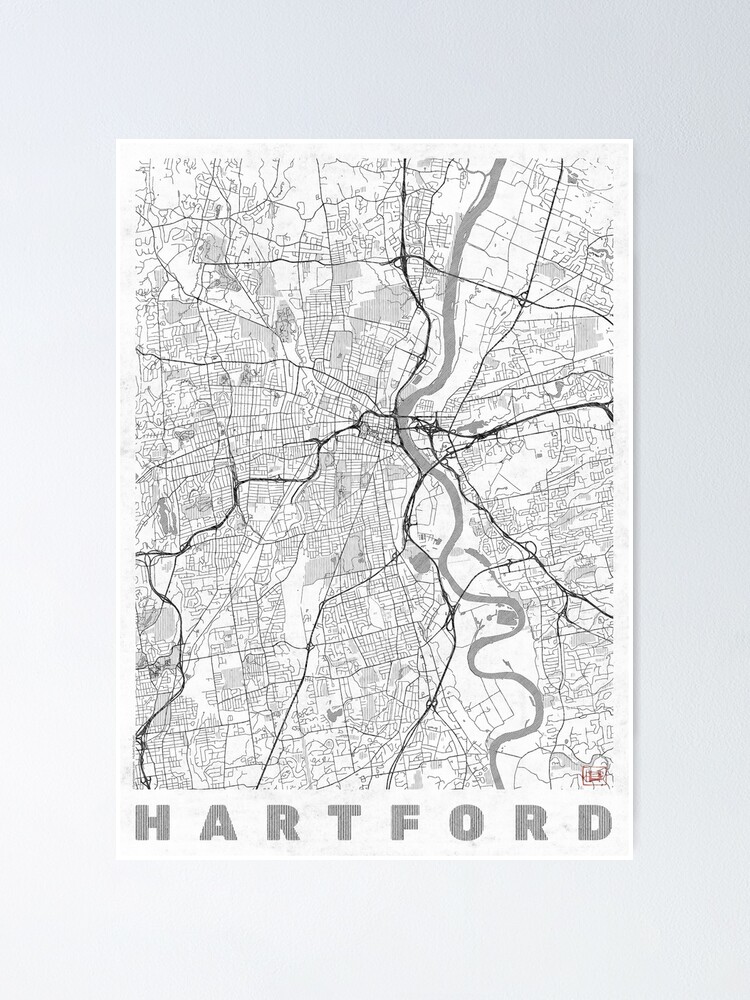 Alternate view of Hartford Map Line Poster