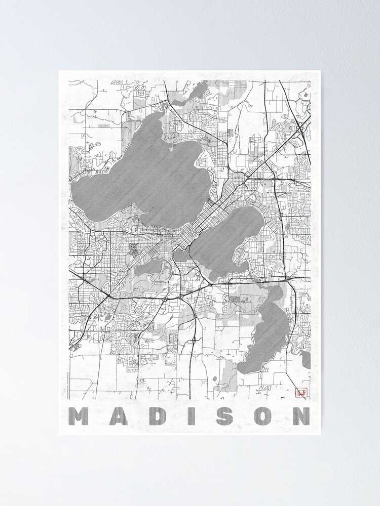 Alternate view of Madison Map Line Poster