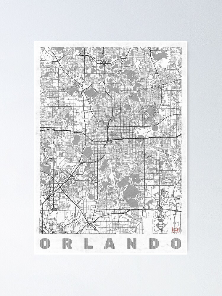 Alternate view of Orlando Map Line Poster