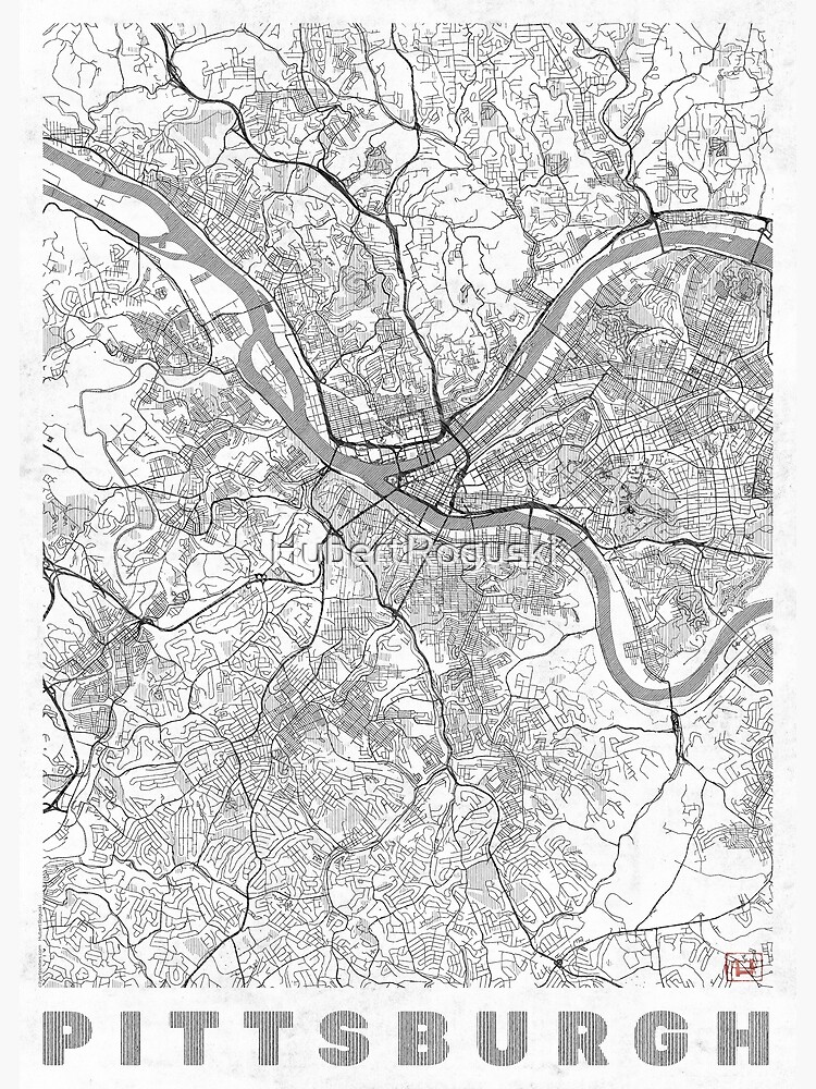 Pittsburgh Map Line by HubertRoguski