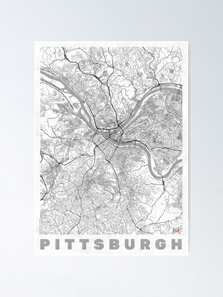 Alternate view of Pittsburgh Map Line Poster