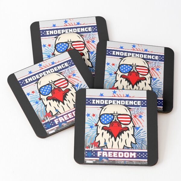 Item preview, Cloudy Foggy City  Patriotic Sky Blue Cute July 4Th American Eagle with Cool Shades-Independence Day-Freedom Fireworks Stars and Stripes USA  designed and sold by ChristabellaWwMS.