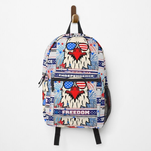 Item preview, Cloudy Foggy City Patriotic Sky Blue Cute July 4Th American Eagle with Cool Shades-Independence Day-Freedom Fireworks Stars and Stripes USA designed and sold by ChristabellaWwMS.