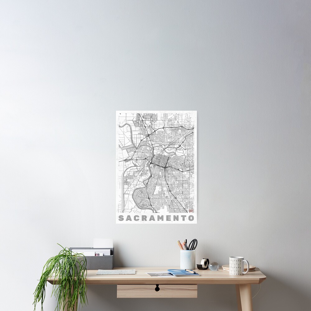 Sacramento Map Line Poster