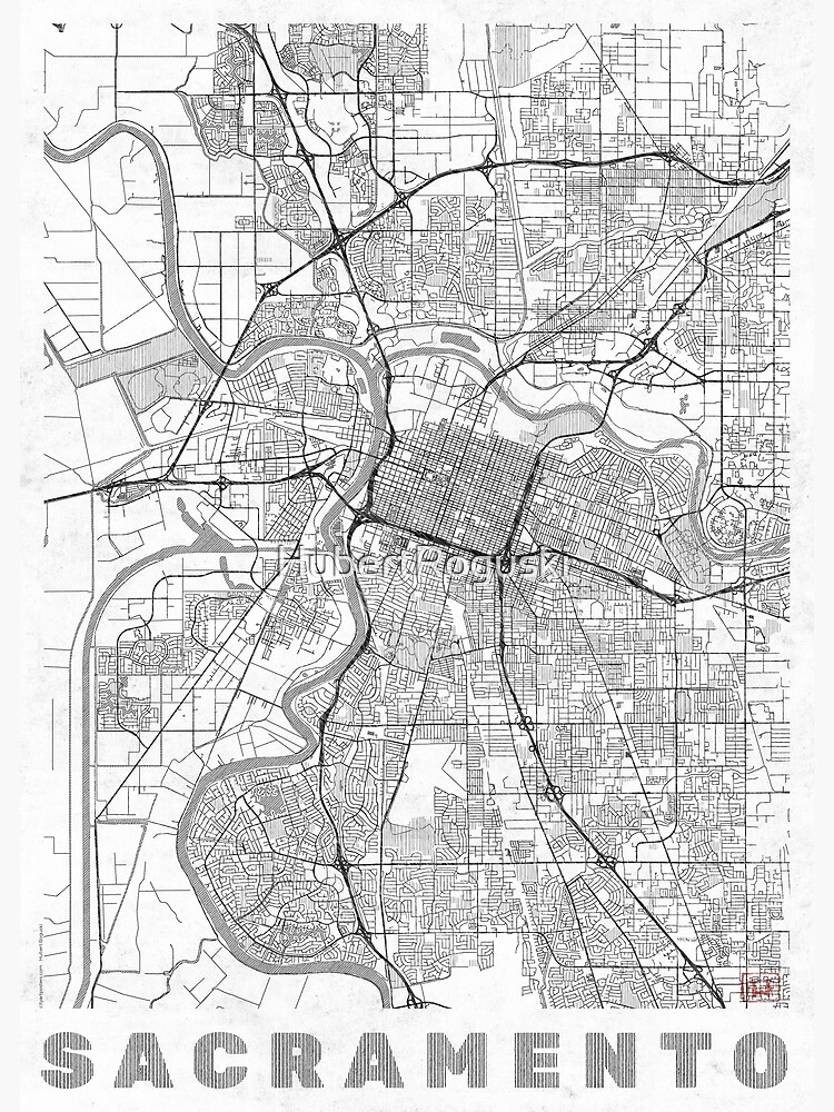 Sacramento Map Line by HubertRoguski