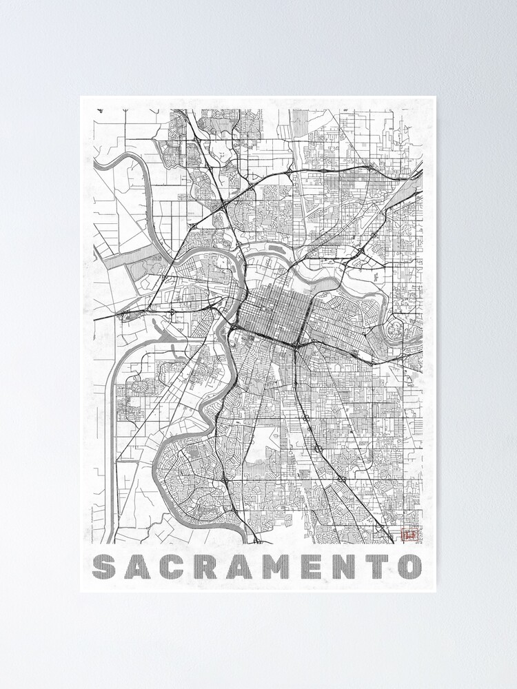 Alternate view of Sacramento Map Line Poster