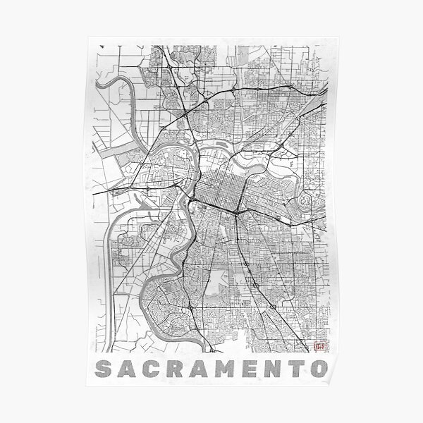 Sacramento Map Line Poster