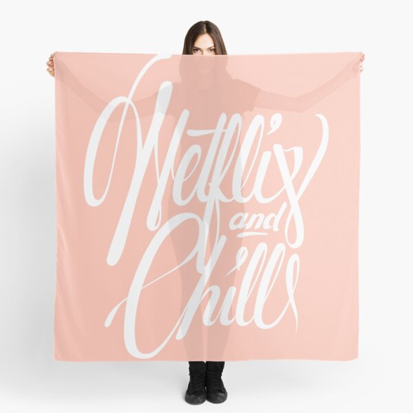 Netflix & Chill - white on peach Scarf