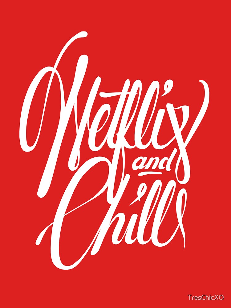 Thumbnail 7 von 7, Essential T-Shirt, Netflix & Chill - weiß auf rot designt und verkauft von TresChicXO.