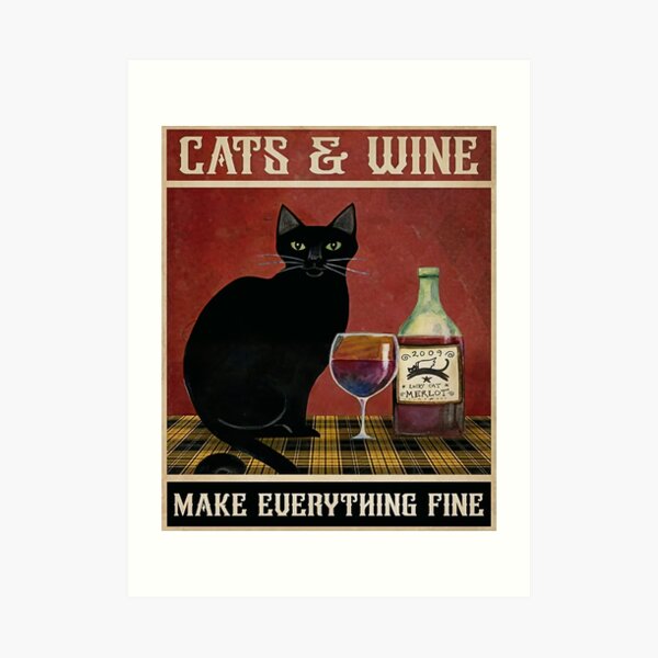 FREE CUSTOMIZATION Cat Winery Company outlet Graphic Art Illustration print SIGNED