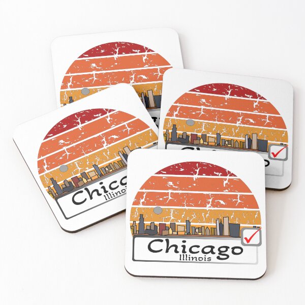 Item preview, Chicago illinois united states of america Skyline vintage Cartoon designed and sold by WhereIsTravis.