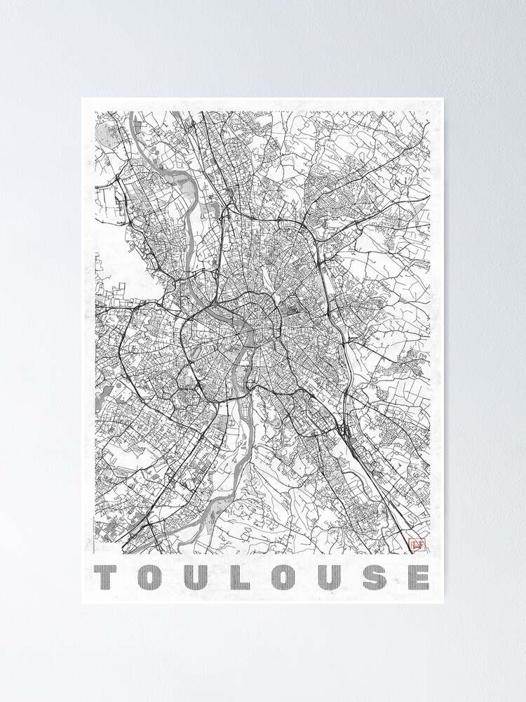 Alternate view of Toulouse Map Line Poster