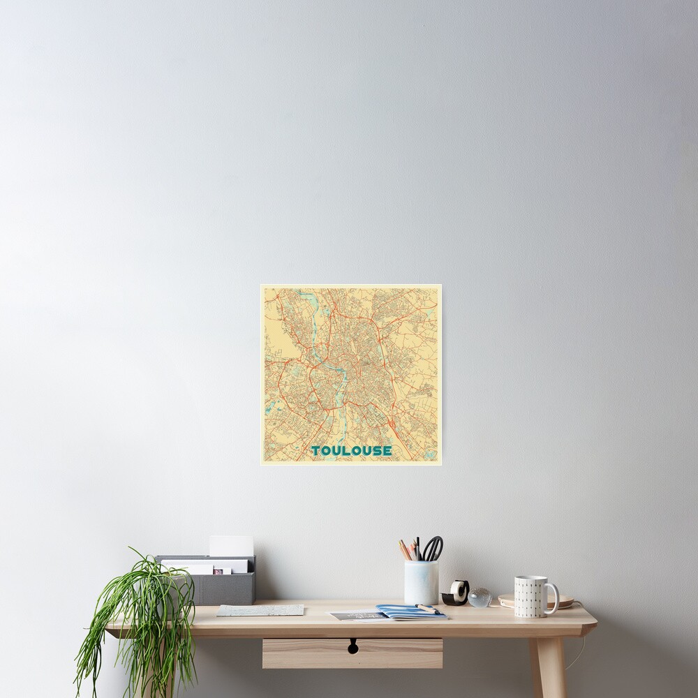 Toulouse Map Retro Poster