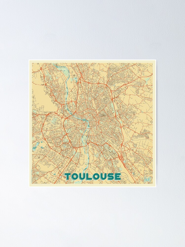 Alternate view of Toulouse Map Retro Poster