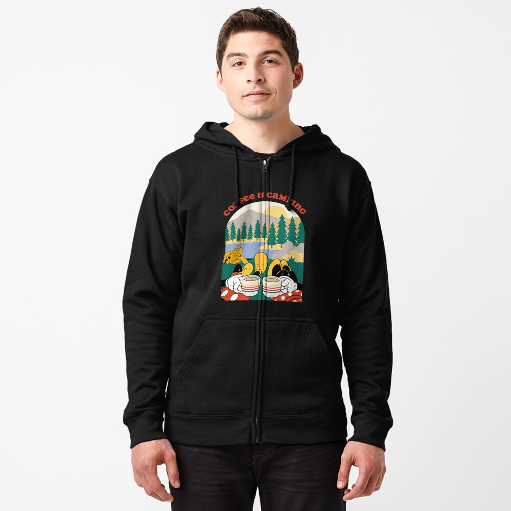 Disover Mouse  Coffee  Camping Zipped Hoodie