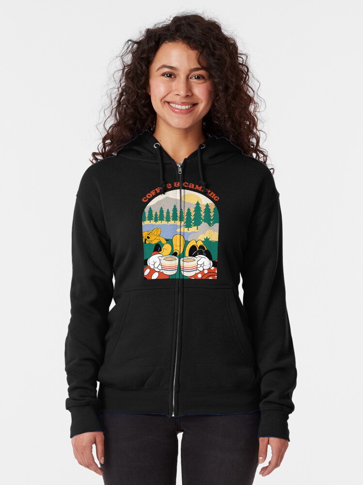 Disover Mouse  Coffee  Camping Zipped Hoodie