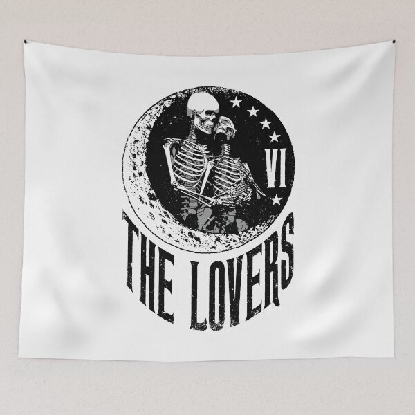 Item preview, The Lovers Tarot Card Skeleton Moon Crescent Vintage Gothic designed and sold by GrandeDuc.