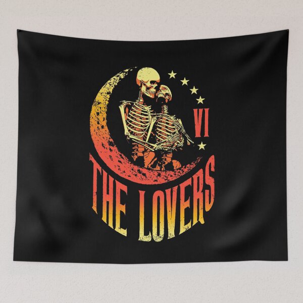 Item preview, The Lovers Tarot Card Skeleton Moon Crescent Vintage Gothic designed and sold by GrandeDuc.