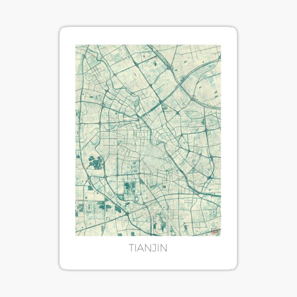 Tianjin Map Blue Vintage Sticker