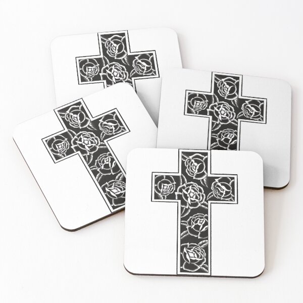 Item preview, Traditional black roses inside a cross designed and sold by Elixerdesign.