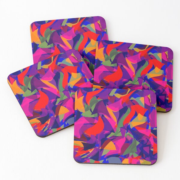 Item preview, dancing triangles, multicolored, bright, fuchsia, abstract art designed and sold by Maria Mihailova.