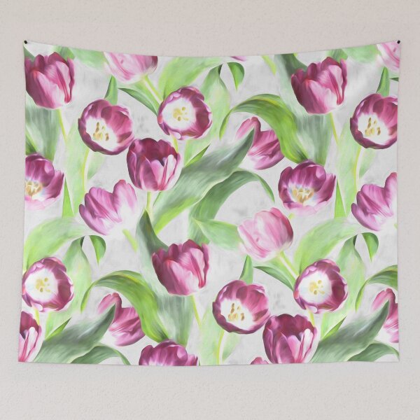 Item preview, Bright Tulips on Soft Grey  designed and sold by micklyn.