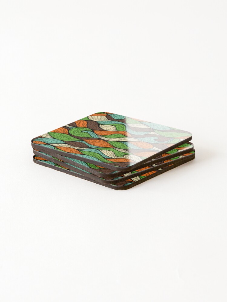 Thumbnail 4 of 5, Coasters (Set of 4), Colorful Waves Pattern designed and sold by PatternHome.