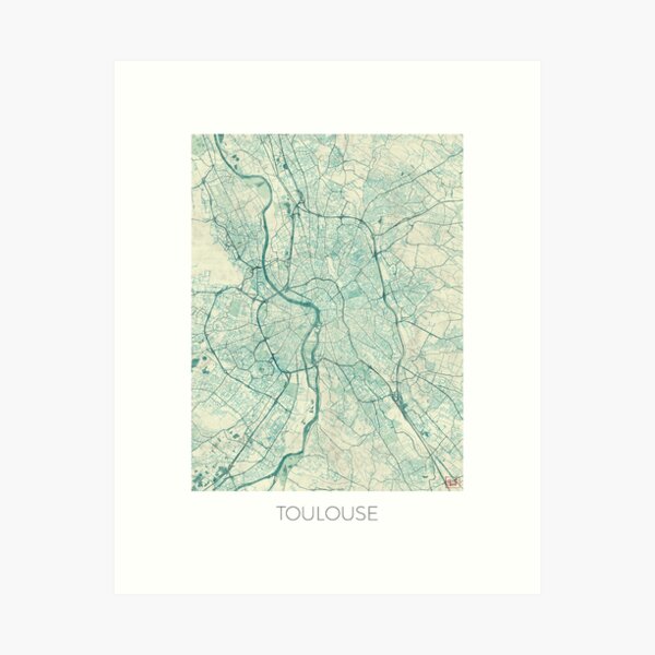 Item preview, Toulouse Map Blue Vintage designed and sold by HubertRoguski.