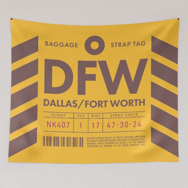 Aperçu de l'œuvre Étiquette de bagage D - DFW Dallas Fort Worth USA créée et vendue par VoodooCircus.