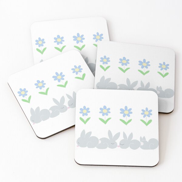 Item preview, Blue flowers and Grey Bunnies designed and sold by de-creartique.