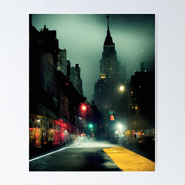 New York City Skyline | Colorful watercolor ink art print NYC Color Splash  | Poster