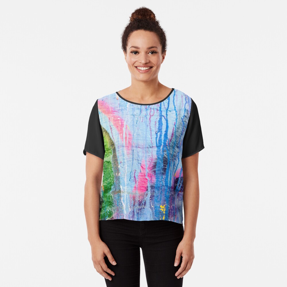 Dripping paint graffiti wall Chiffon Top