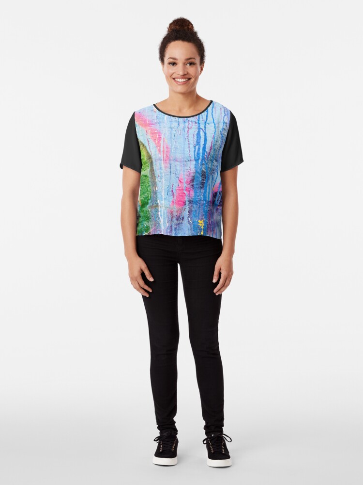 Alternate view of Dripping paint graffiti wall Chiffon Top