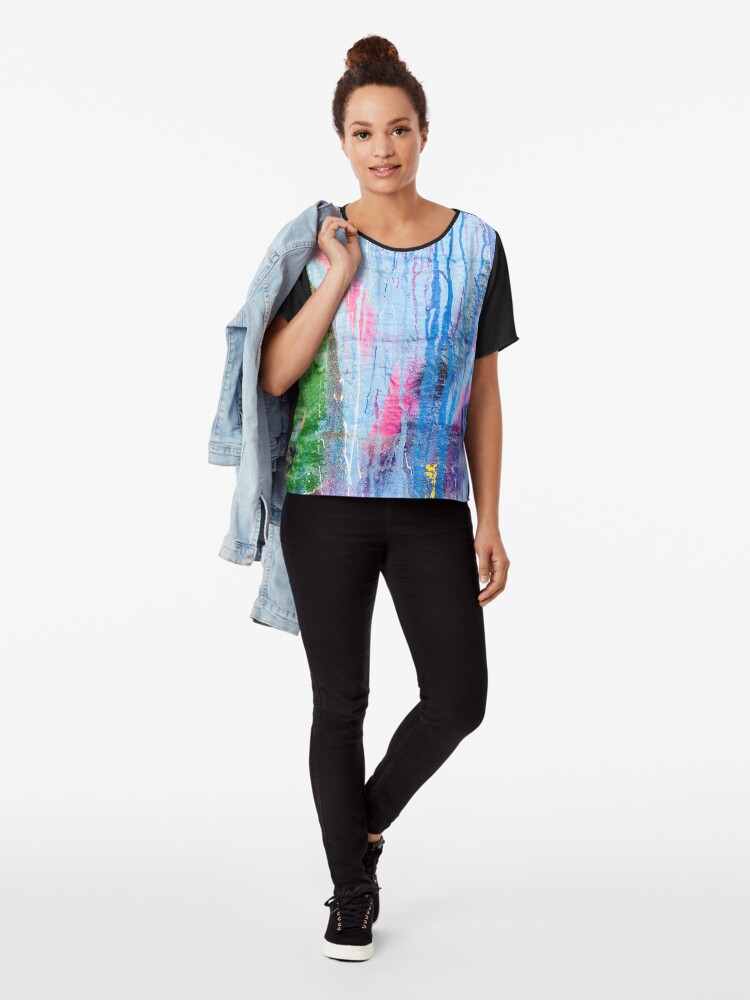 Alternate view of Dripping paint graffiti wall Chiffon Top
