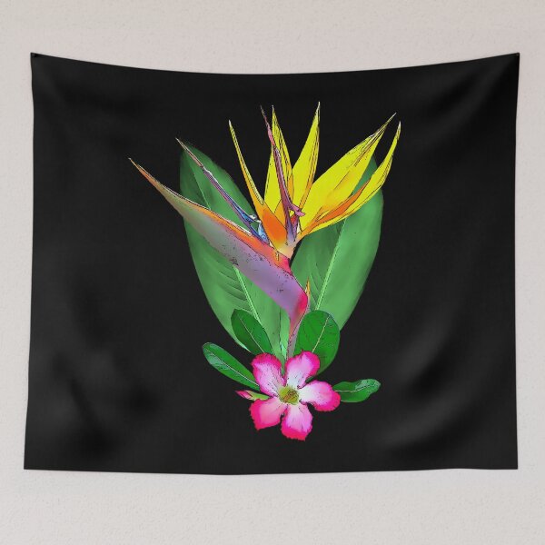 Item preview, Strelitzia with desert rose as a drawing - tropical flowers in Africa designed and sold by TShirtsundMehr.