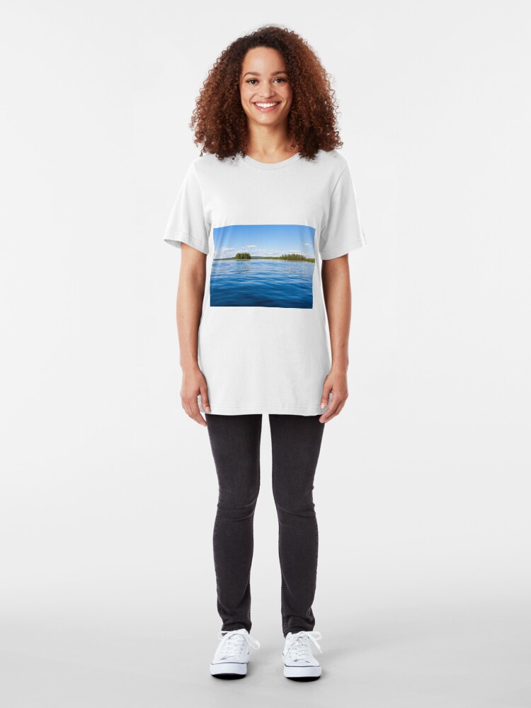 Alternate view of Finland lake scape at summer Slim Fit T-Shirt