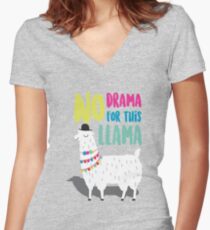 No Drama For This LLama Women's Fitted V-Neck T-Shirt