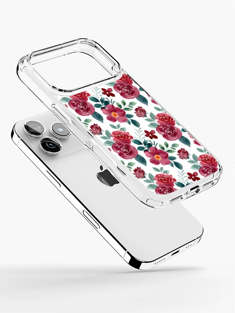 Thumbnail 2 of 5, iPhone Case, Watercolor Roses Pattern - Floral Pattern designed and sold by PatternHome.