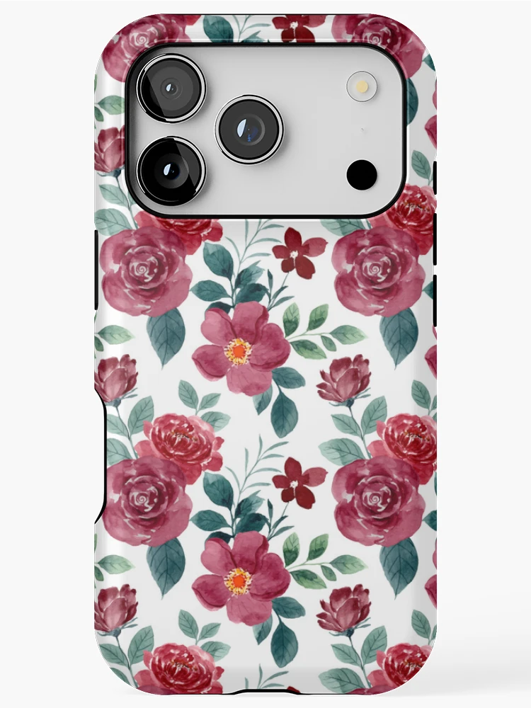 Thumbnail 1 of 4, iPhone Case, Watercolor Roses Pattern - Floral Pattern designed and sold by PatternHome.